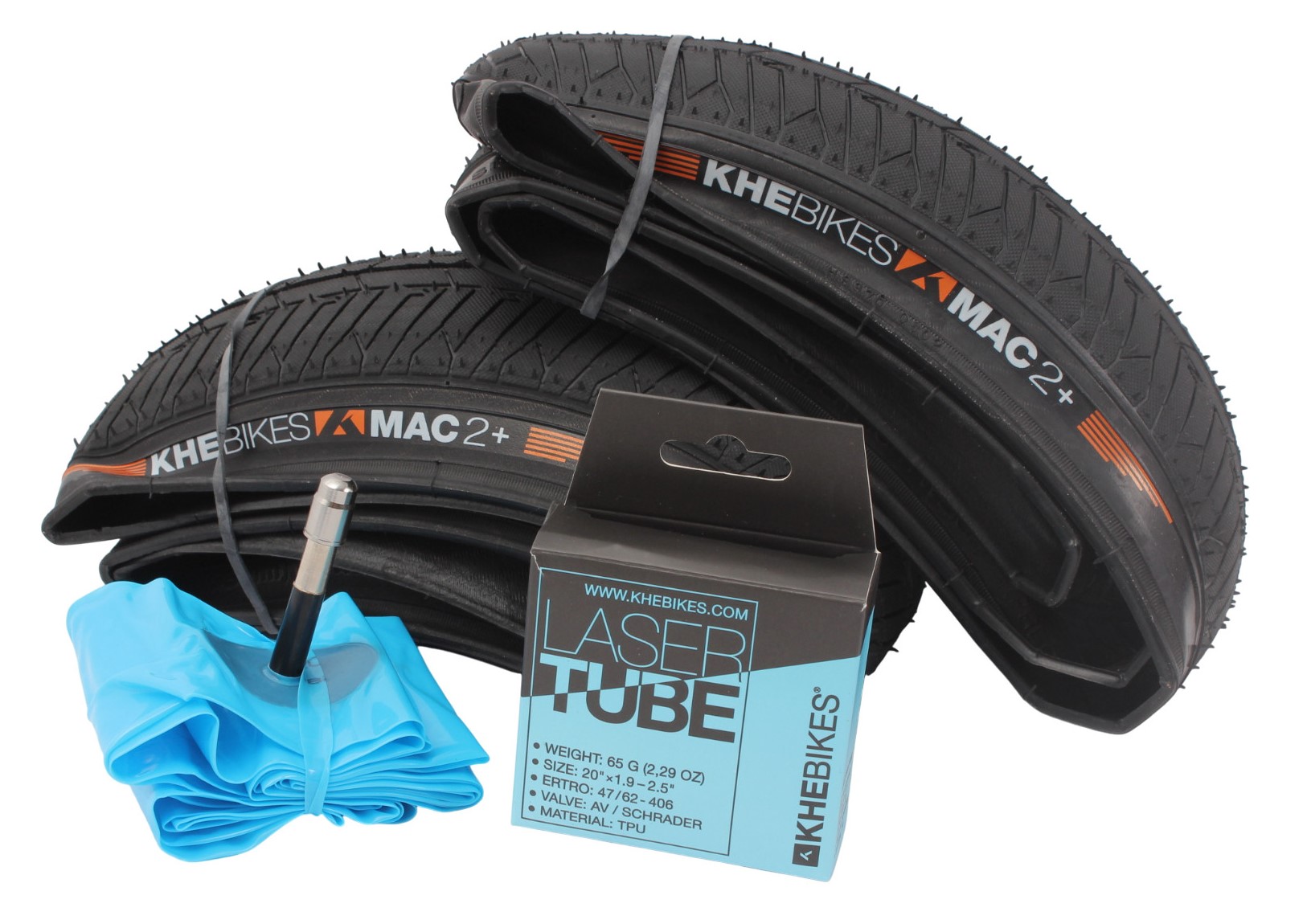 BMX tires 2x MAC2+ folding + 2x KHE LASER tube