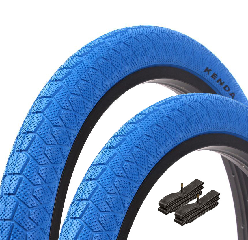 BMX tire set KENDA 20 inch x 1.95 inch blue + AV inner tube