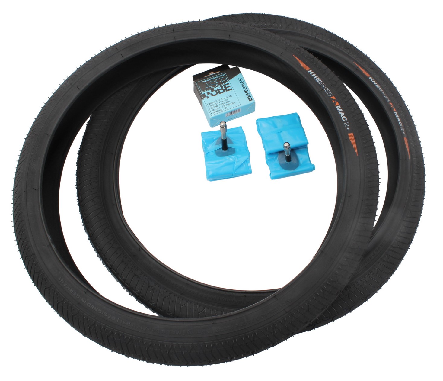 BMX tires 2x MAC2+ wire black + 2x KHE LASER tube