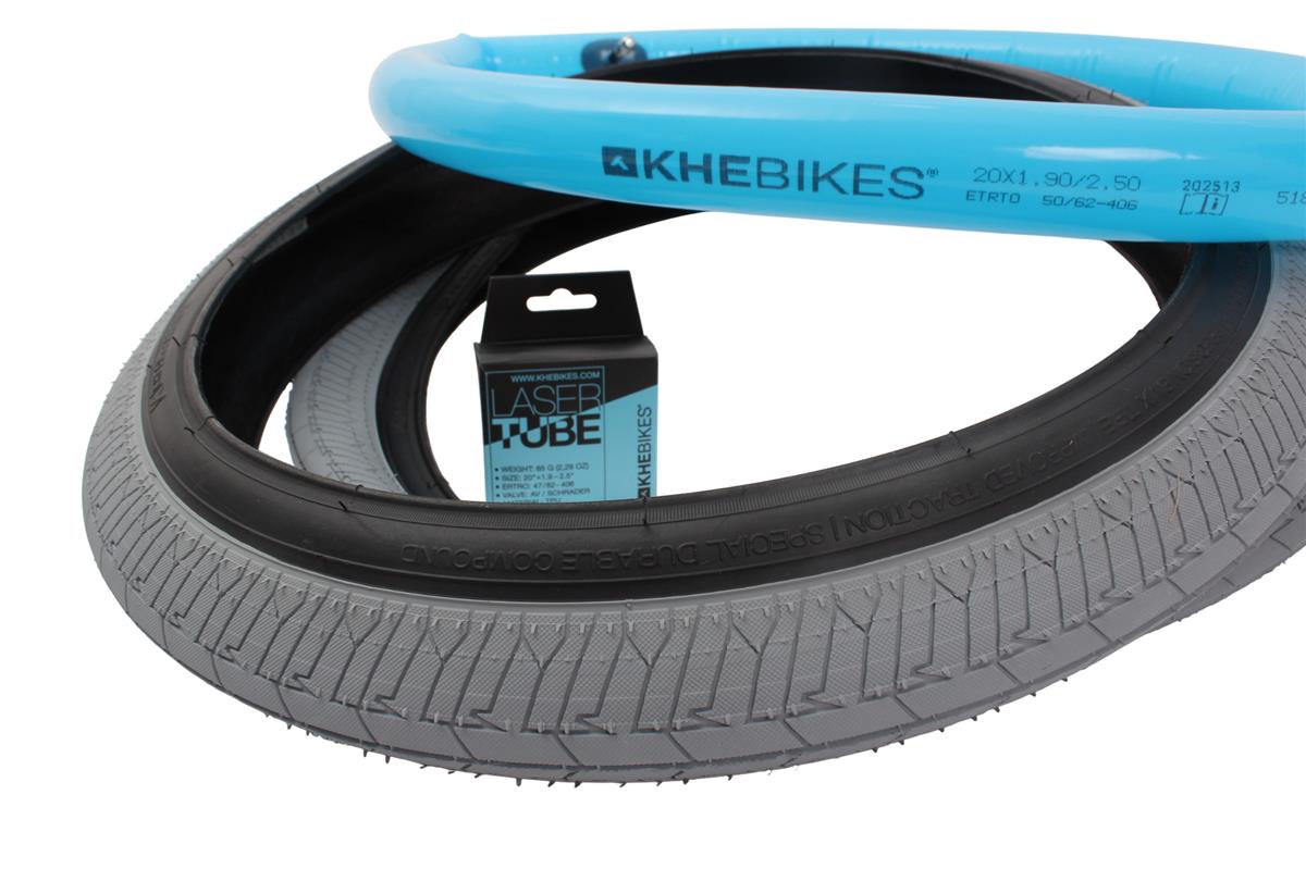 BMX tires 2x MAC2+ wire gray + 2x KHE LASER tube