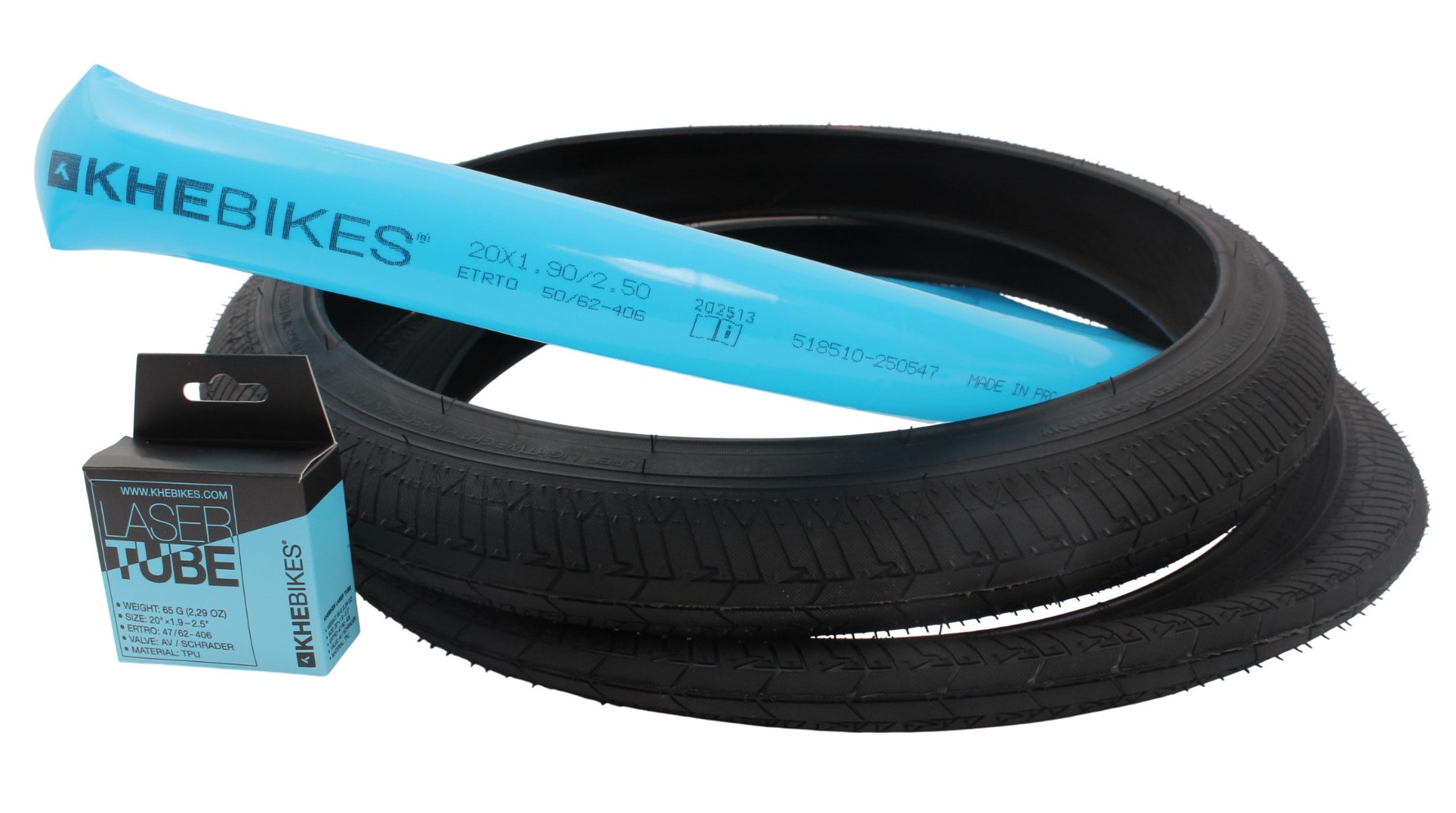 BMX tires 2x MAC2+ wire black + 2x KHE LASER tube