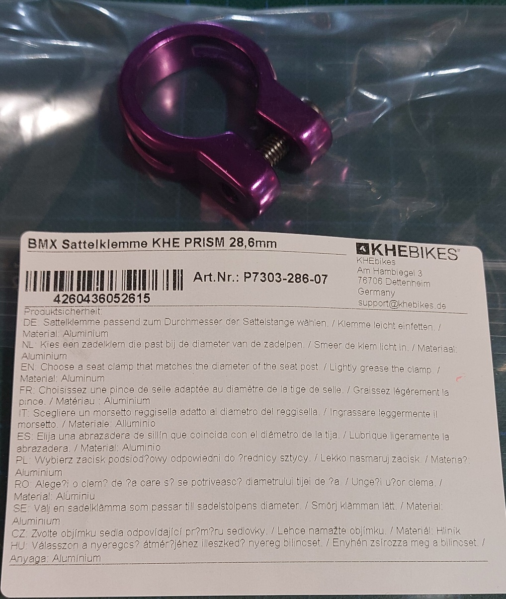 BMX Sattelklemme KHE PRISM 28,6mm BMX Sattelklemme KHE PRISM 28,6mm