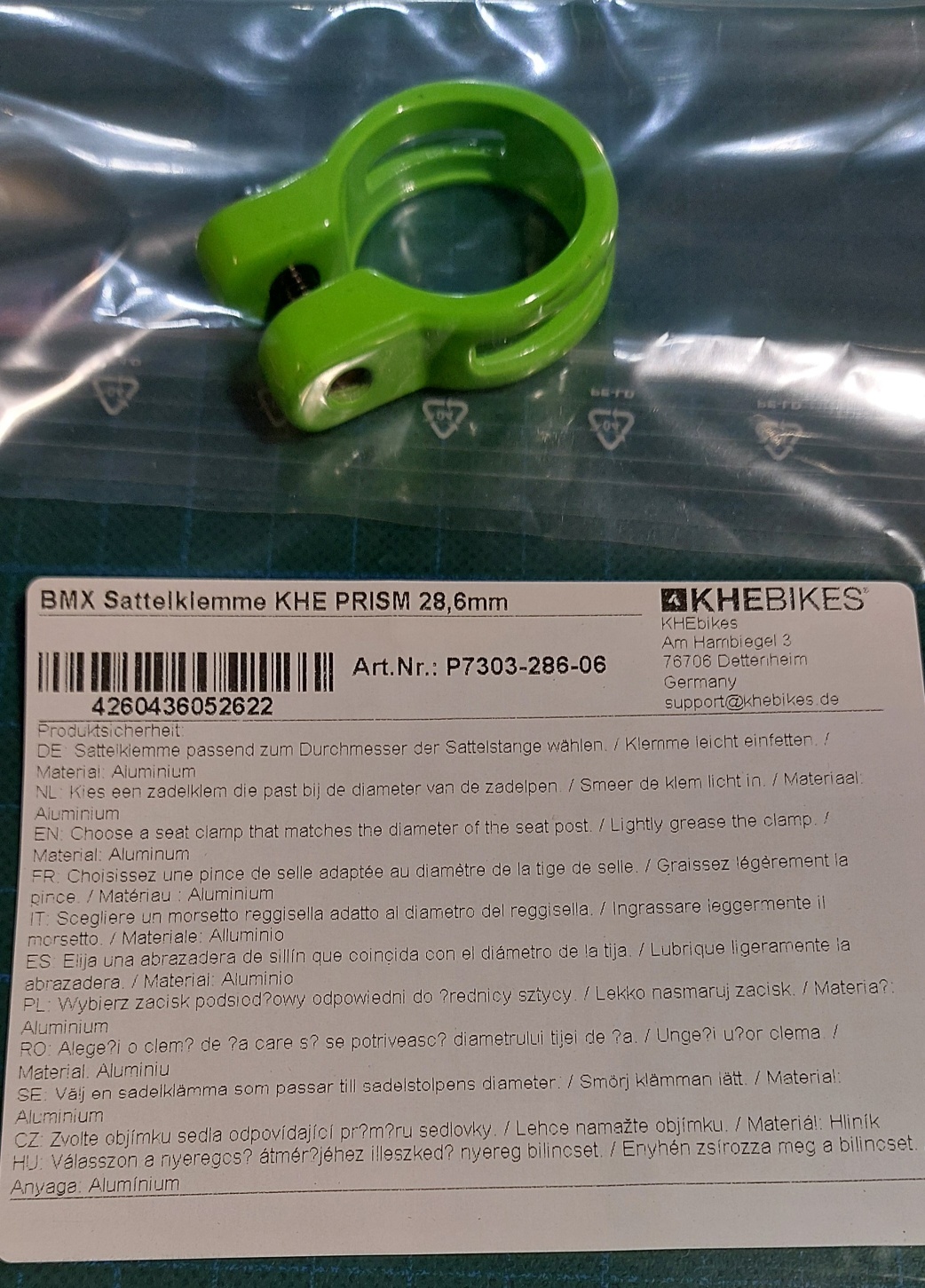 BMX Sattelklemme KHE PRISM 28,6mm BMX Sattelklemme KHE PRISM 28,6mm