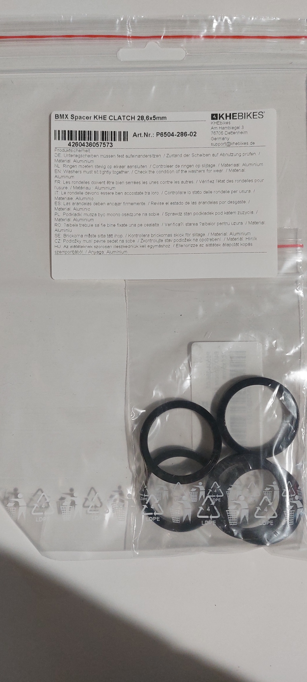 BMX Spacer KHE CLATCH 28,6x5mm BMX Spacer KHE CLATCH 28,6x5mm