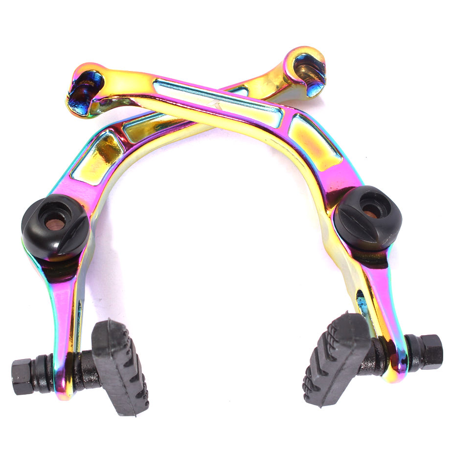 BMX U-Bremse fürs Hinterrad mit Oil Slick Farbe von hinten BMX U-Bremse fürs Hinterrad mit Oil Slick Farbe von hinten
