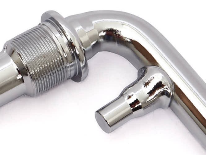 Nahaufnahme Gewinde chromfarbener BMX Kurbel