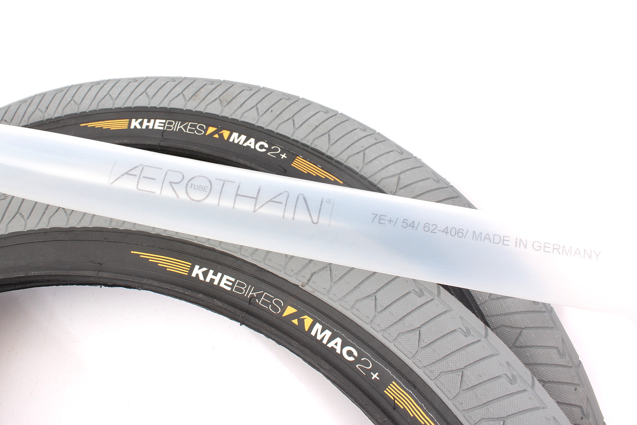 BMX Reifen 2x MAC2+ Draht grau + 2x Schwalbe Aerothan Schlauch