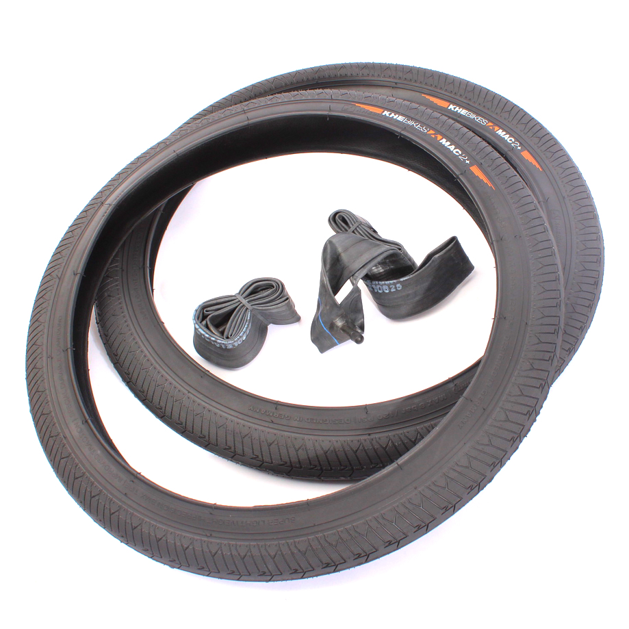 BMX Reifen 2x MAC2+ Draht schwarz + 2x KHE Twiggy Schlauch
