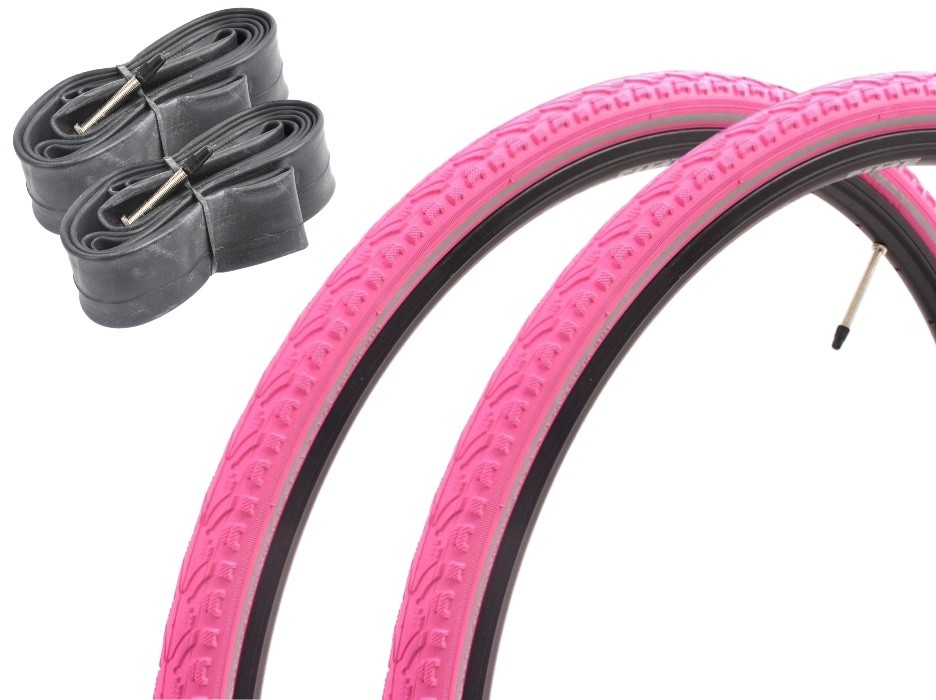 Fixie Reifen Set KENDA Khan 700x38C pink FV Schlauch